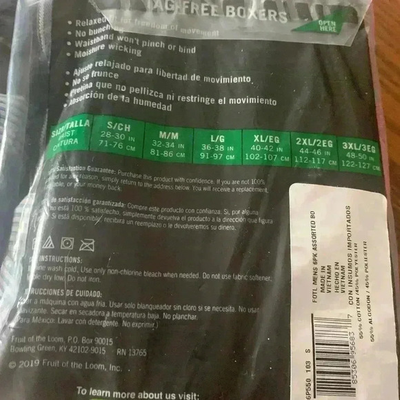 Fruit of the loom small 28-30 six tag, free boxers, relax fi￼t 2 packs 12pair - Picture 5 of 5